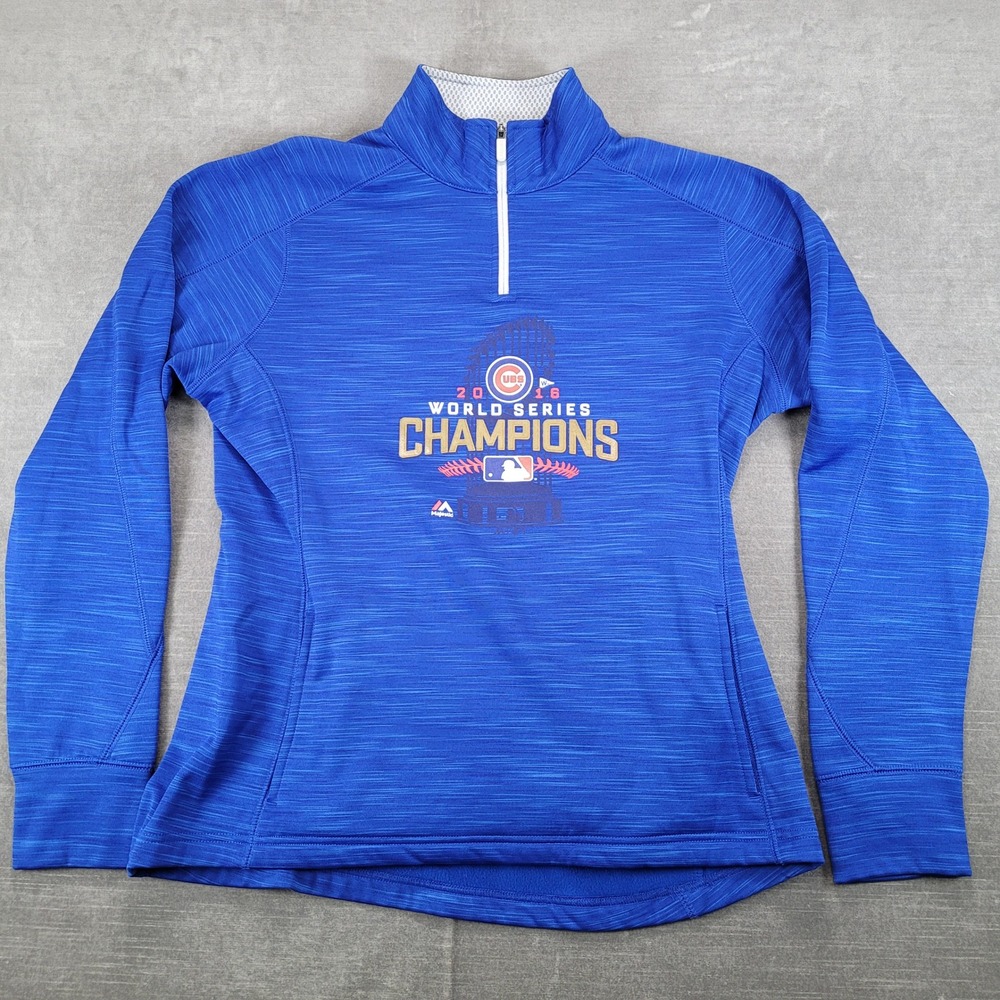 Majestic Womens Chicago Cubs 2016 World Series Champions‎ Quarter Zip Pullover M